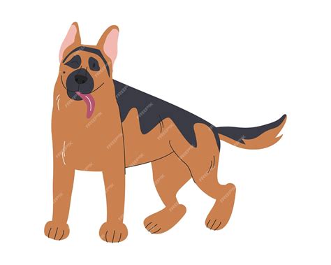 Premium Vector | German shepherd breed standing with tongue out Canine