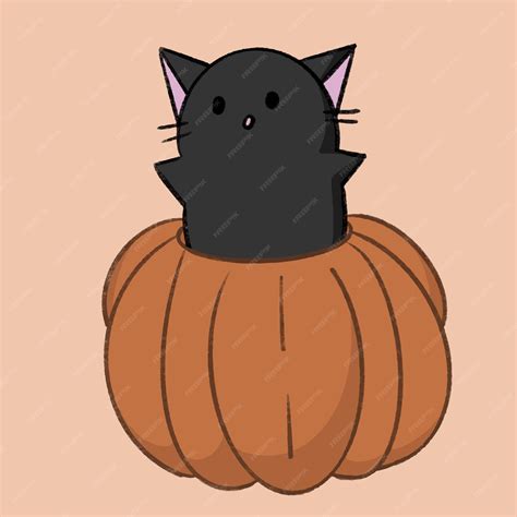 O gato quer assustar saindo da ilustração de abóbora | Vetor Premium