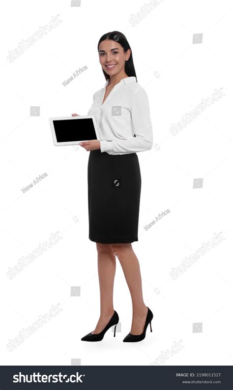 Full Length Portrait Hostess Uniform Tablet Stock Photo 2198011527 ...