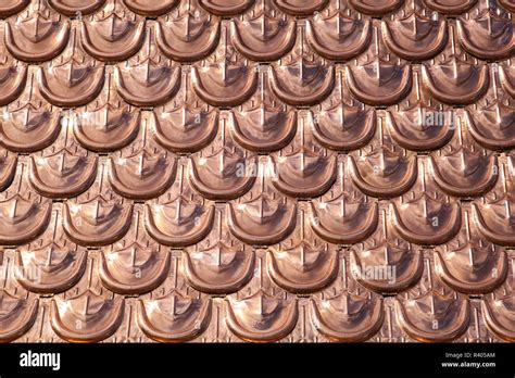 Roof shingles texture made from copper metal Stock Photo - Alamy