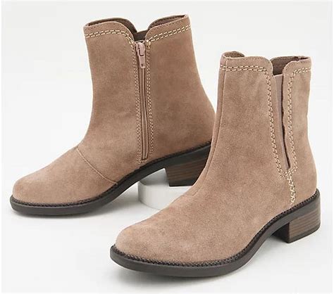 Clarks Collection Women’s Suede Ankle Boots Maye Zip- Pebble - Walmart.com