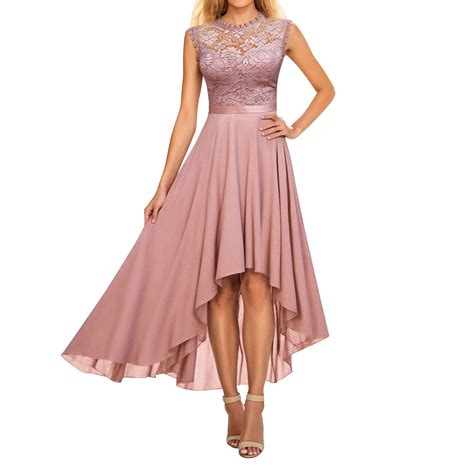 OSOLU Dresses Solid Color Women Elegant Neck Floral Lace Formal Wedding