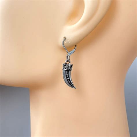 Curved dagger earring, single dangle earring or a pair of earrings, sword jewellery, stainless ...