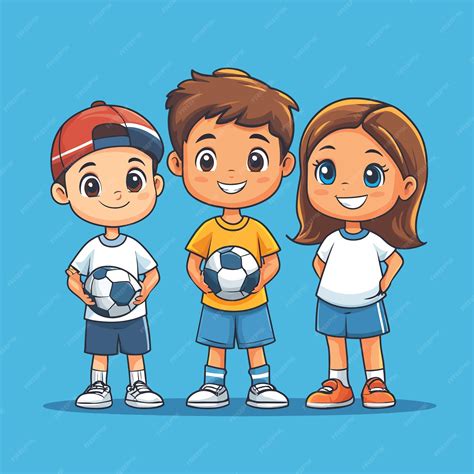 Primos lindos jugando al vector de dibujos animados deportivos | Vector
