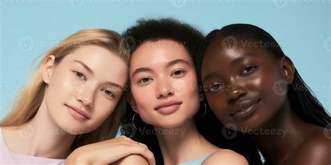 AI generated portrait of beautiful girls of different nationalities