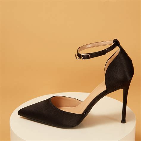 satin pointed toe dorsay ankle strap stiletto heels pumps pumps