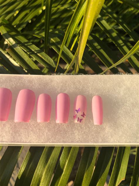 Pink Butterfly Nails Pink Nails Pink Butterflies | Etsy