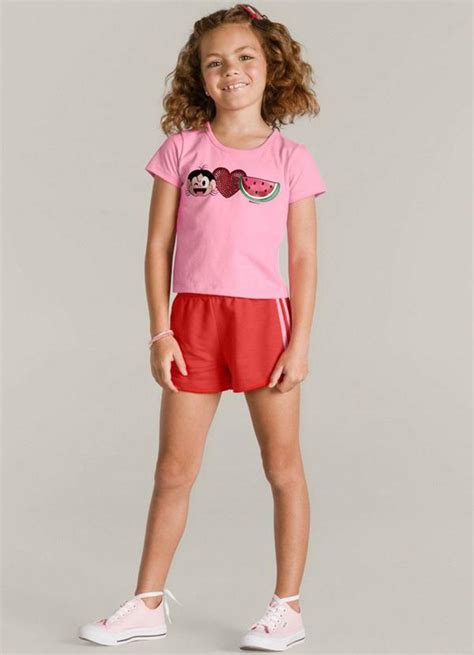 Turma Da Monica Menina - Conjunto Menina Turma da Mônica Rosa - Brandili