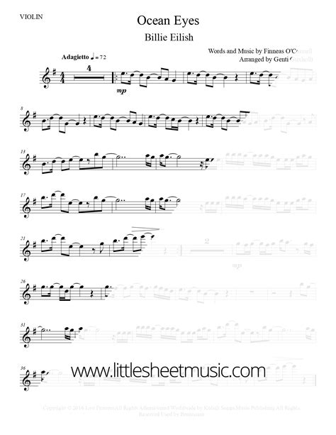 Billie Eilish – Ocean Eyes (Violin Solo) – Littlesheetmusic