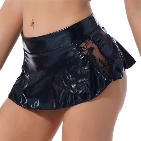 Womens Lingerie Sexy Mini Skirts Lace Patchwork Fashion Low Waist Skirt