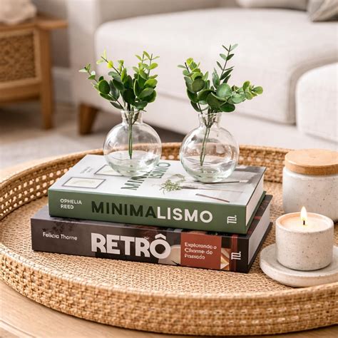 Livros Decorativos Para Mesa De Centro - Kit Livros Decorativos Mesa de Centro+Vasos Vidro c/Planta | Amazon.com.br