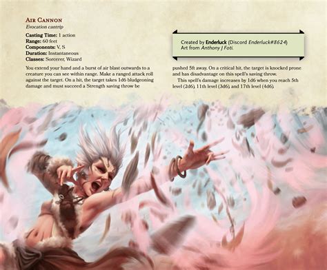 New Cantrip: Air Cannon - Spells Collection : r/DnDHomebrew