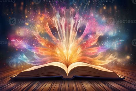 an open book with a glowing light coming out of it. generative ai