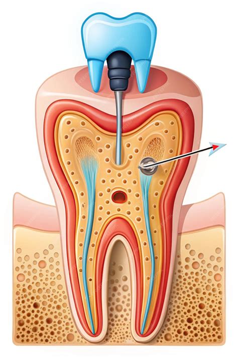Tooth decay treatment illustrated with dental care techniques and tools