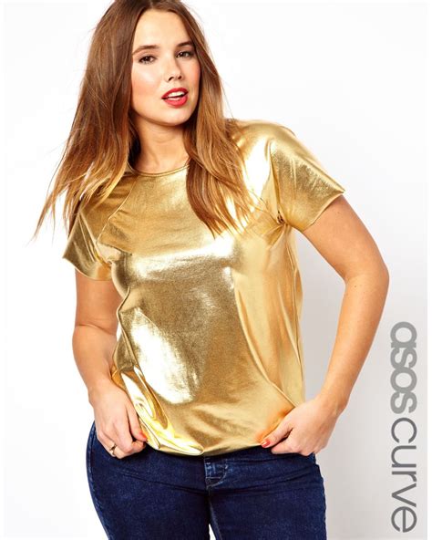 ASOS T-Shirt in Gold Foil in Metallic | Lyst