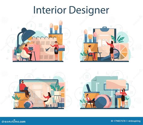 professional interior designer concept set decorator planning stock