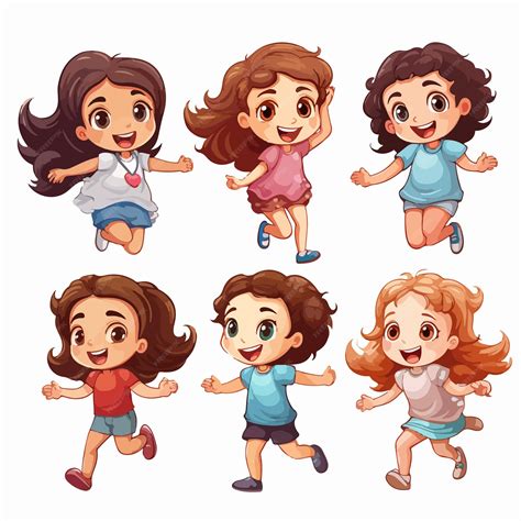 playful illustration   young girls enjoying fun time