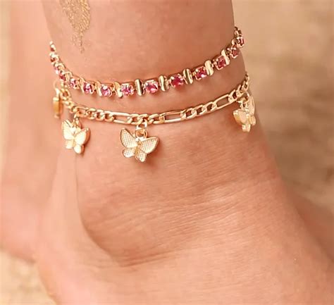 Top Selling Anklets Foot Gold Plated Filled Jewelry Flower Women Ankle ...