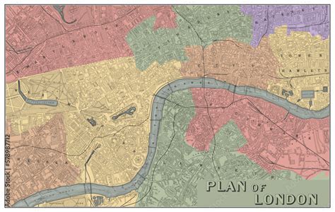 Vintage Historical map of London. Vector illustration. Stock Vector ...