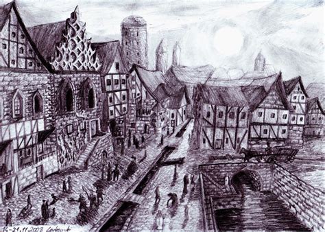 Medieval Town Sketch at PaintingValley.com | Explore collection of ...