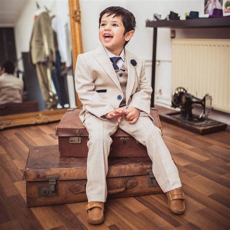 House of Cavani - Boys Beige Check Caridi Suit | Childrensalon