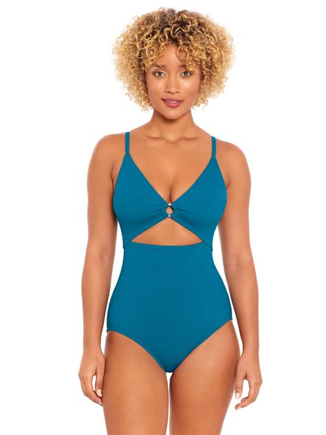 Time and Tru Women's and Plus O Ring One Piece Swimsuit, Sizes XS-3X