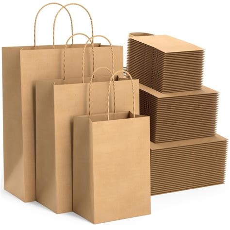 bagkraft brown paper bags  handles pack   recyclable kraft