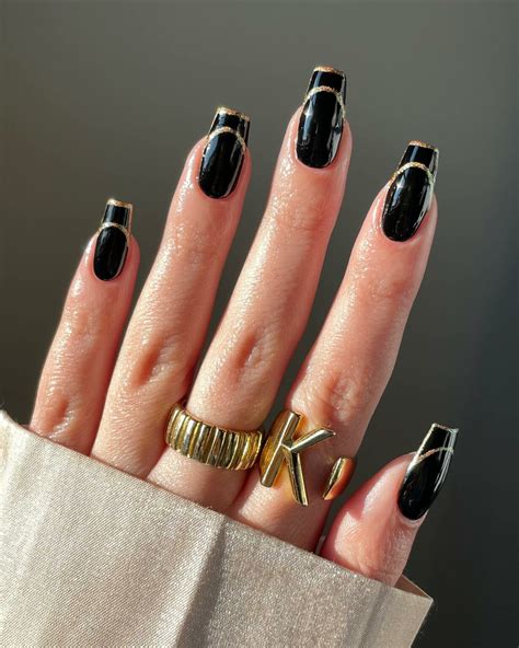 30+ Coffin Black And Gold Nails Ideas You Will Love - Nail Designs Daily