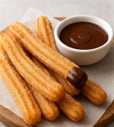 homemade churros  chocolate sauce handmadev
