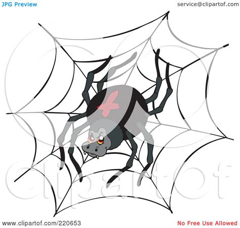 Royalty-Free (RF) Clipart Illustration of a Black Widow Spider On A ...