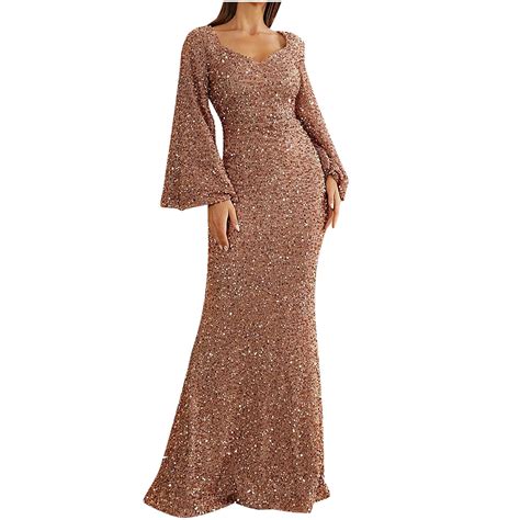 QIPOPIQ Mermaid Long Sleeve Prom Dresses for Women 2024 Sparkly Sequins