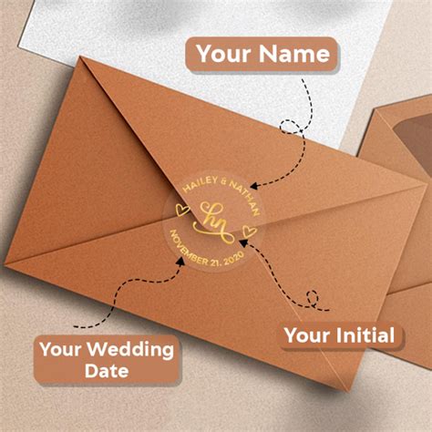 Personalized Real Foil Elegant Wedding Stickers for Envelope Seals ...