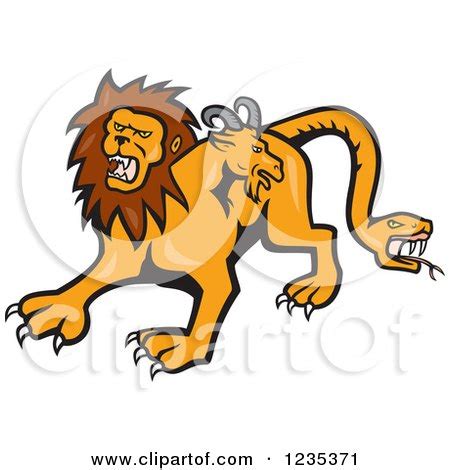 Clipart of a Mythical Lion Goat Snake Chimera Beast - Royalty Free ...