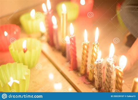 Burning Candles in the Church or Night of Christmas Stock Image - Image of hand, candles: 255239107