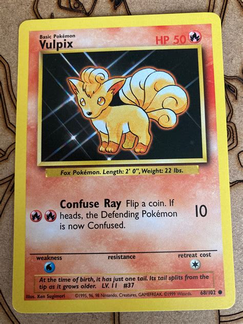 Genuine Original Pokemon Card Vulpix 68/102 Base Set 1999 | Etsy