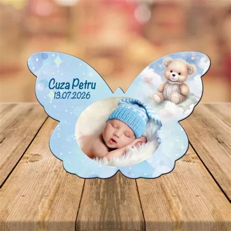 marturii botez baiat  forma de fluture tematica ursulet sm