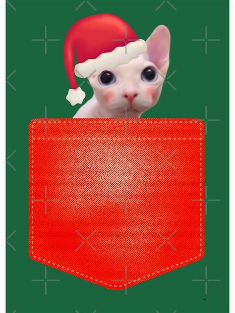 "Bingus Meme Santa Cat Meme - Christmas Cat Meme Pocket - Green" Poster ...