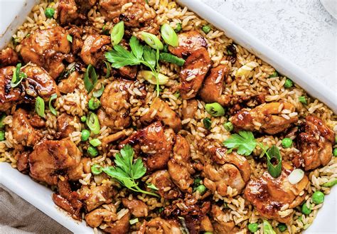 Sticky chicken and fried rice tray bake – Artofit