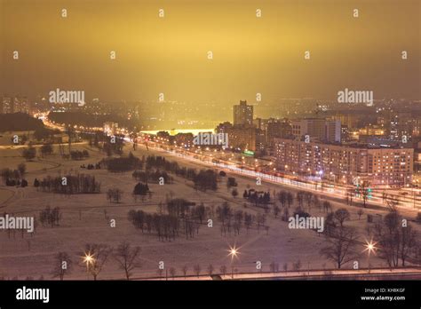 Minsk city at night Stock Photo - Alamy