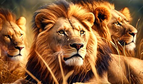 premium photo  pride  lions resting   grasslands