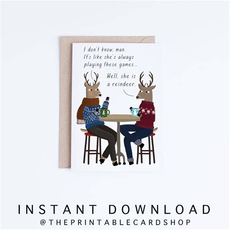 Printable Christmas Cards, Funny Christmas Card Instant Download ...