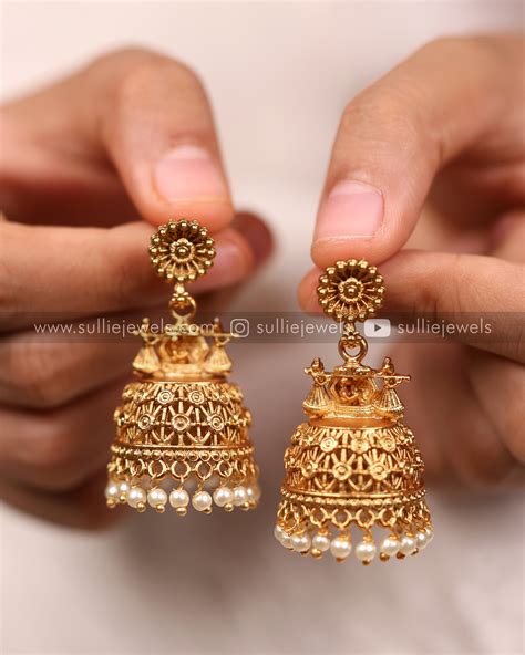 antique gold jhumka  pearl drops sulliejewels