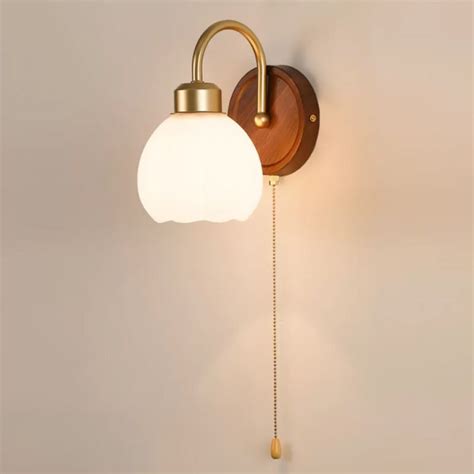Modern Hardwired White Wall Sconce with Frosted Glass Shade and Pull ...