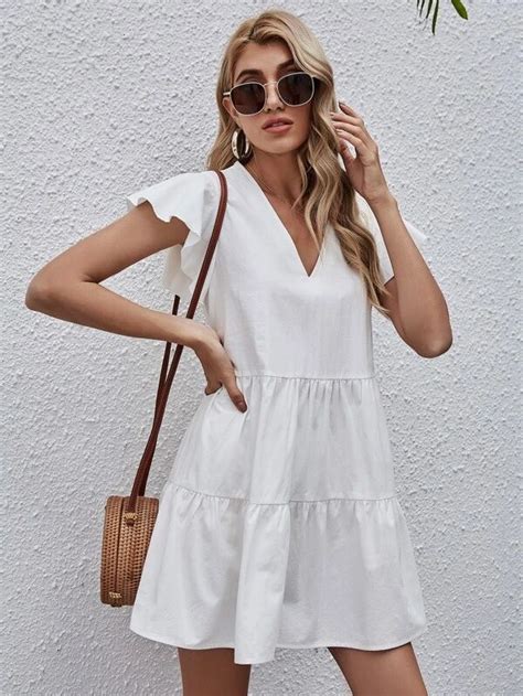 Платье с рукавами-бабочками | SHEIN Россия | Online dress shopping ...