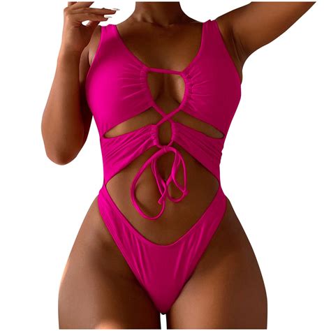 UTSJKR Front Tie Bathing Suit for Women Smocking Tie Corset Swimsuits