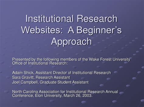 institutional research websites  beginners approach powerpoint