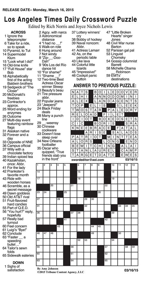 Free Daily Printable Crosswords | Free Printables - Printable Daily ...