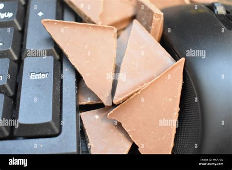 chocolate triangles  keyboard  mouse stock photo alamy
