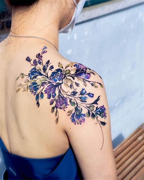 womens flower tattoos on shoulder 2