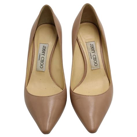 Jimmy Choo Nude Low Heel Pumps Flesh Leather ref.809380 - Joli Closet